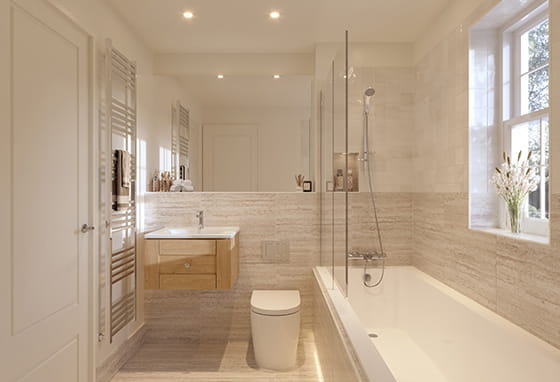An interior bathroom image at a showhome in Leighwood Fields