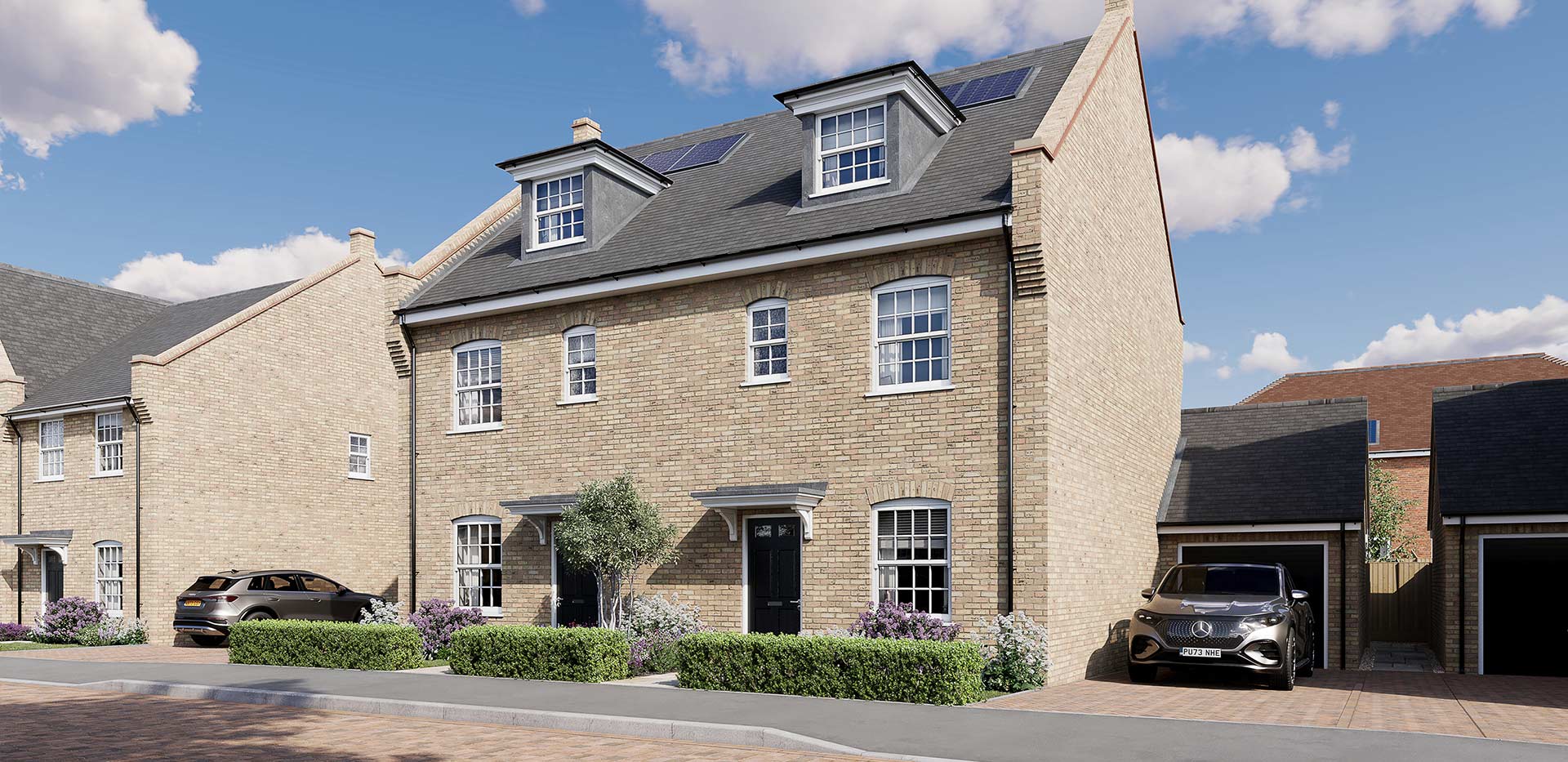 An exterior CGI of a house at The Orchards at Leighwood Fields