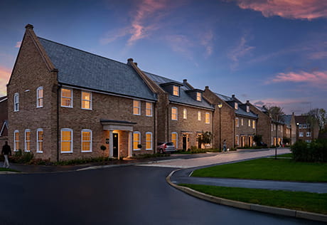 An exterior image of houses at Leighwood Fields