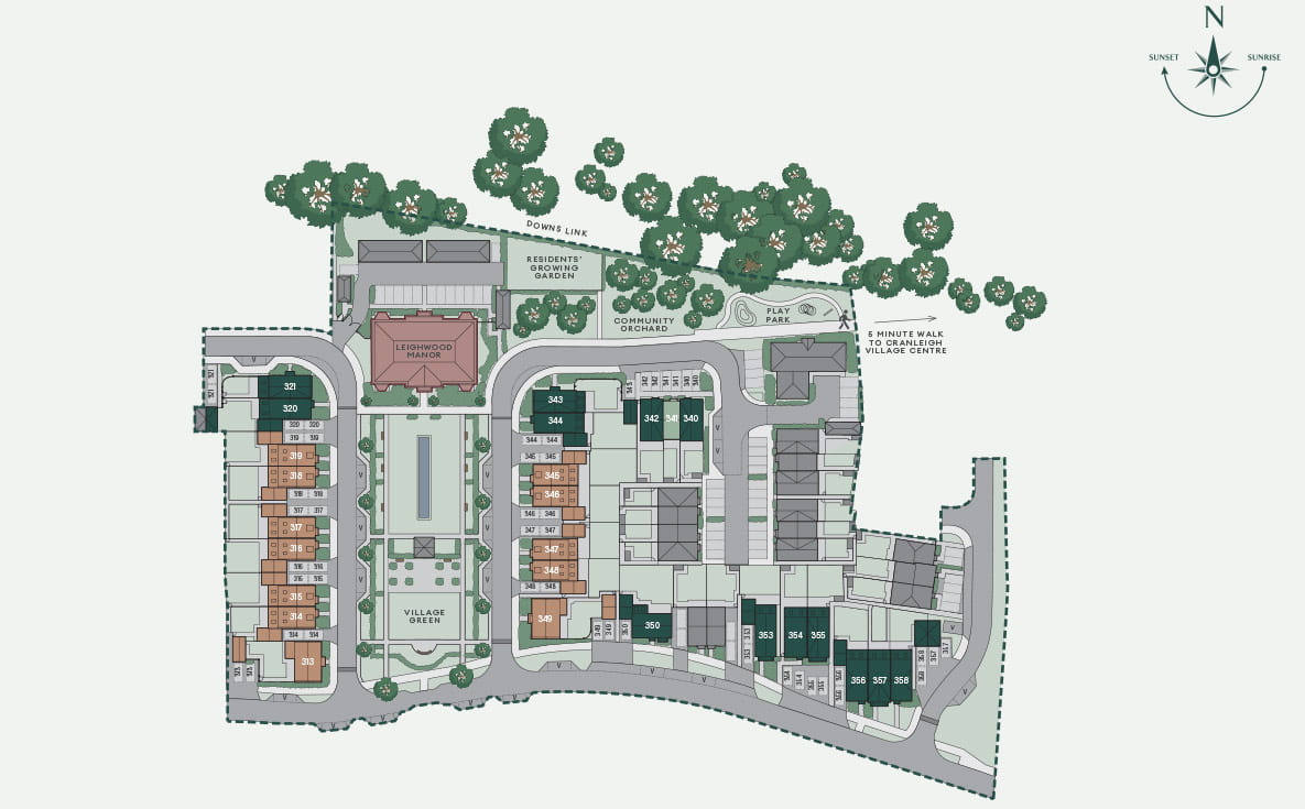 An illustration of The Orchards phase Site Plan at Leighwood Fields