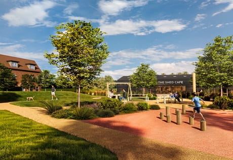 An exterior CGI of a playground at Lillibrooke.