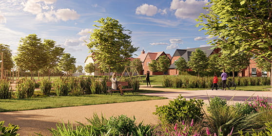 An exterior CGI of the Lillibrooke development