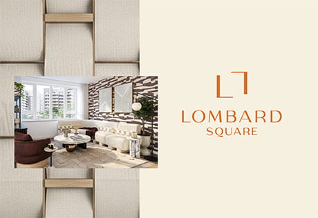 Promotional image showing Lombard Square logo and internal living area