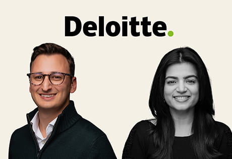 Promotional poster with Deloitte staff Sam Shindler-Glass and Archi Sharma