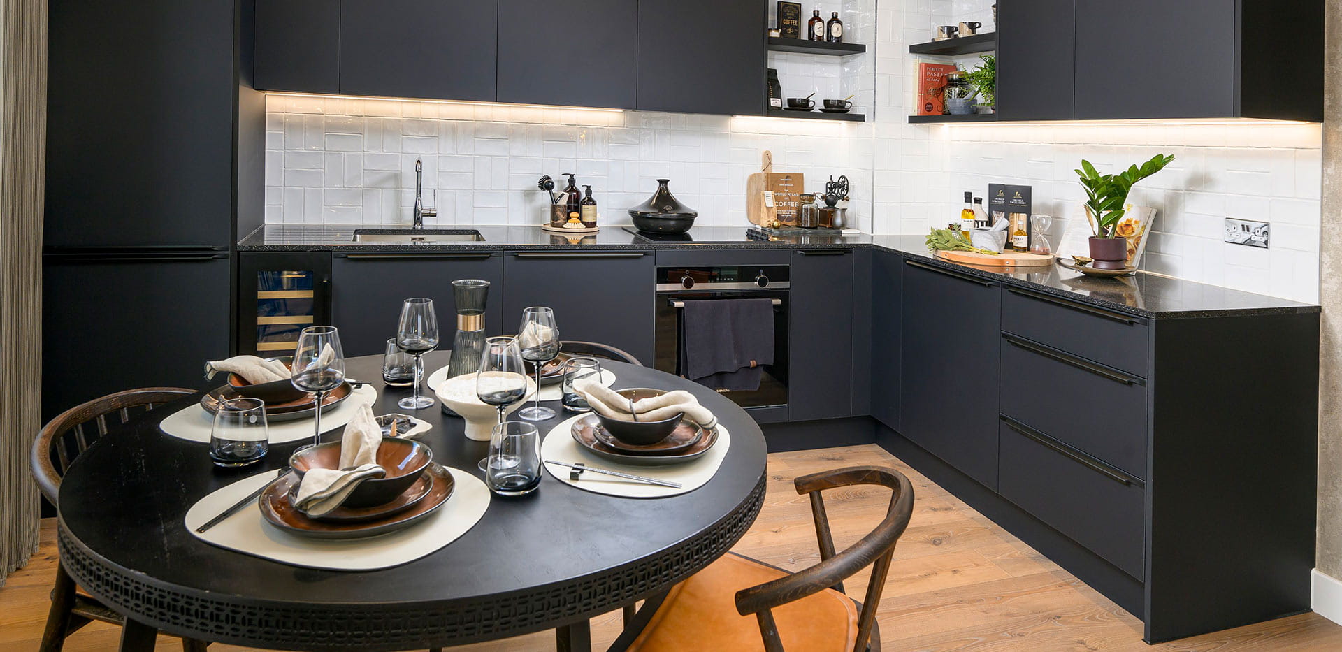 An interior image of the Dining/Kitchen at Lombard Square