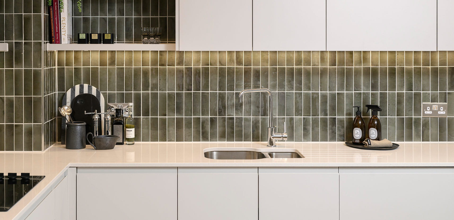 An interior Kitchen close up at Fero House