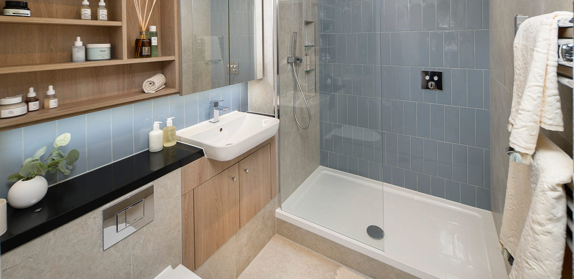 An interior image of a bathroom from a Lombard Square showhome