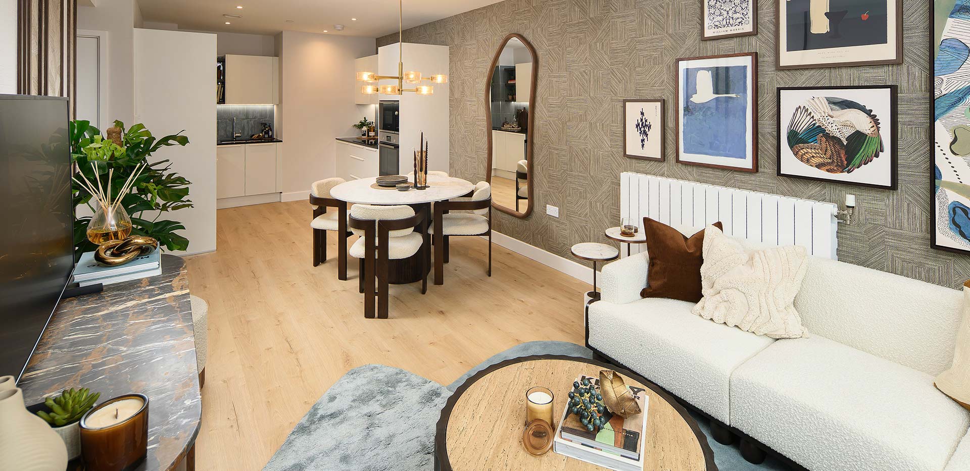 An interior image of the living-dining area from a Lombard Square showhome