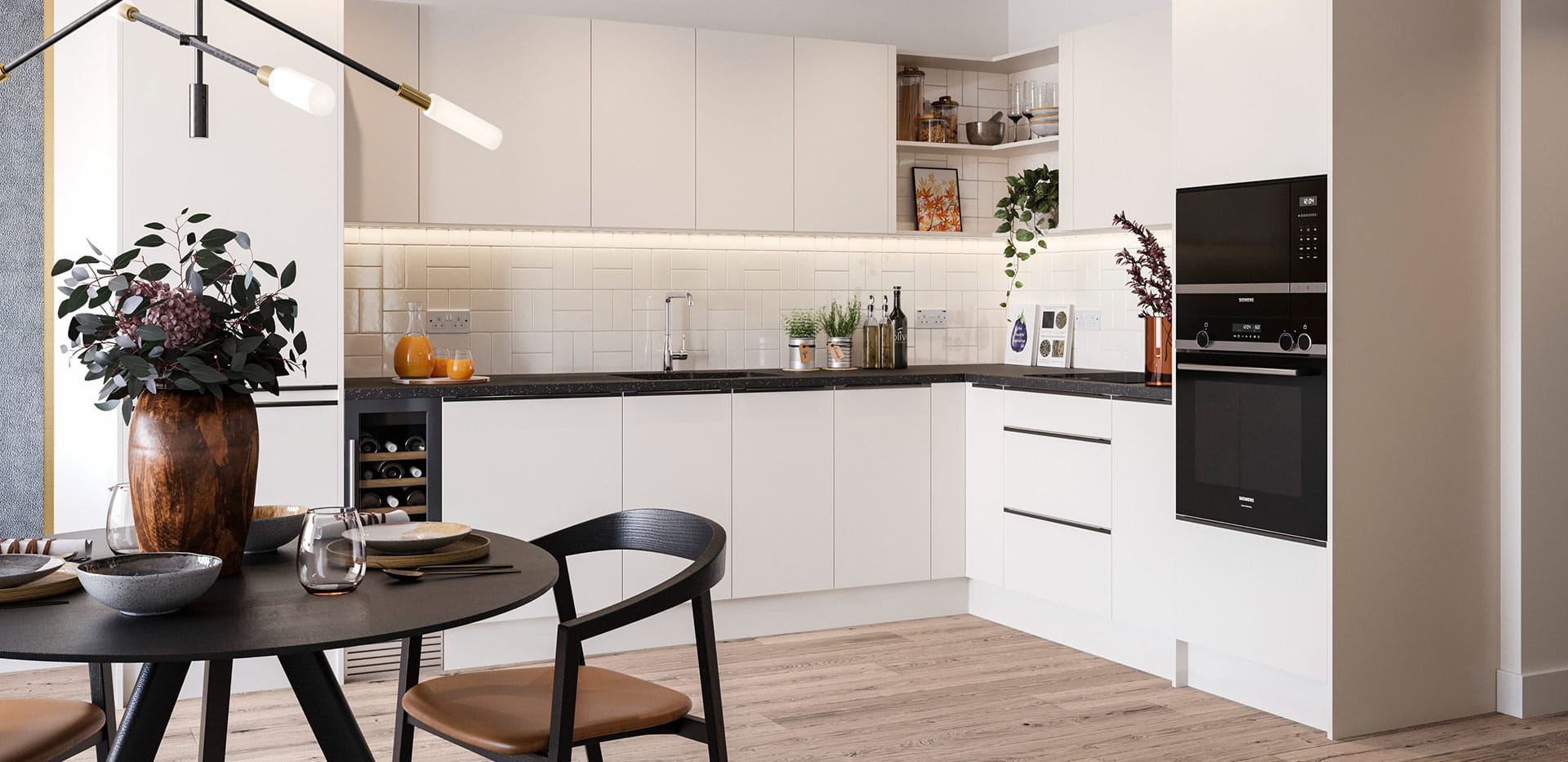 Lombard Square spacious kitchen with a light design