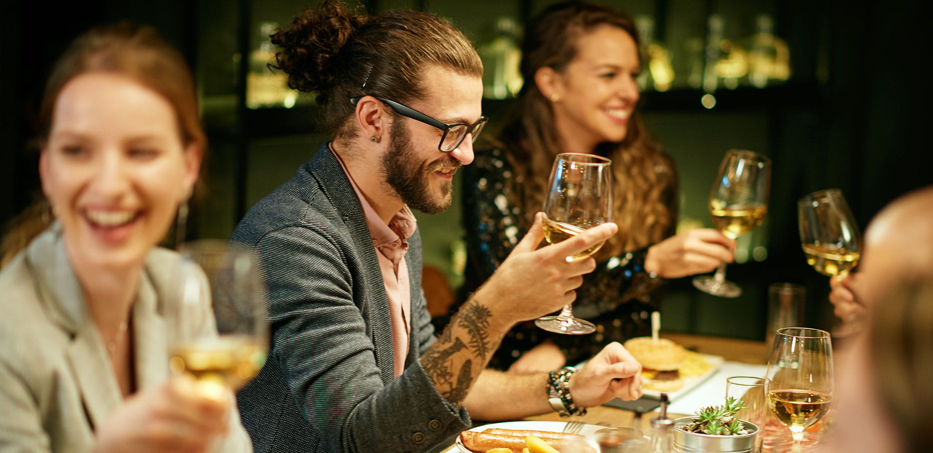 Photography of residents enjoying a night out at Lombard Square