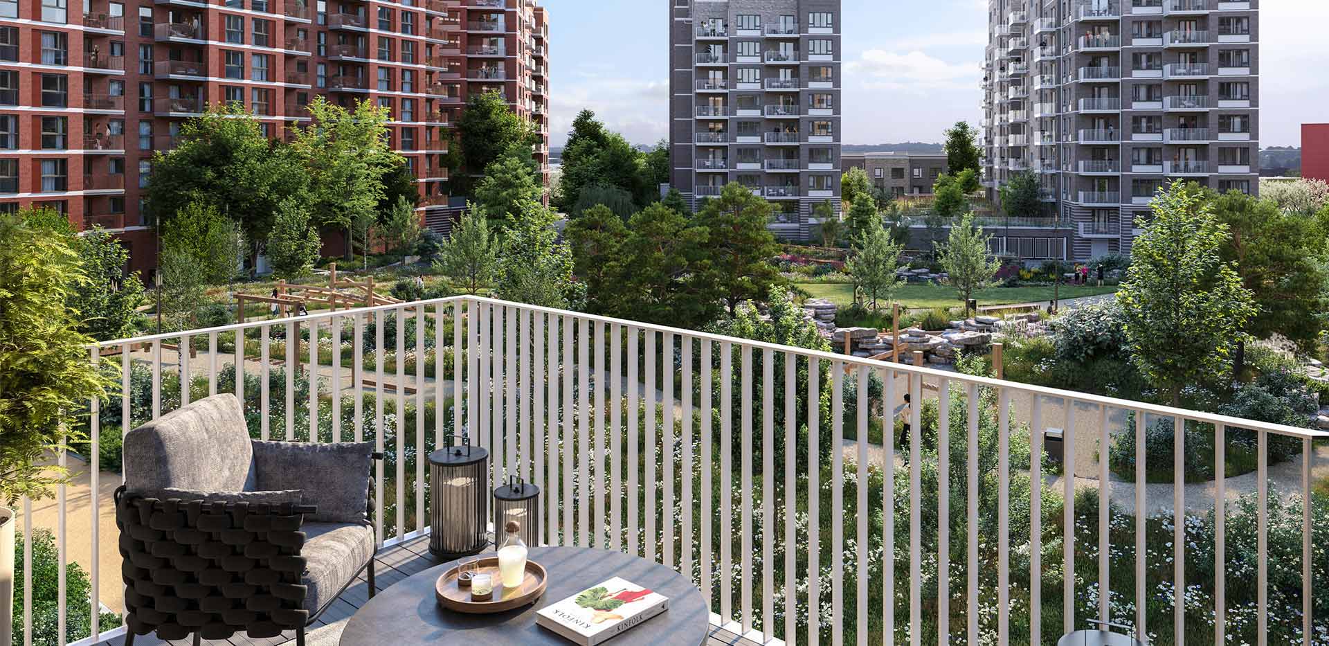 An internal CGI of a Balcony at Rosa House
