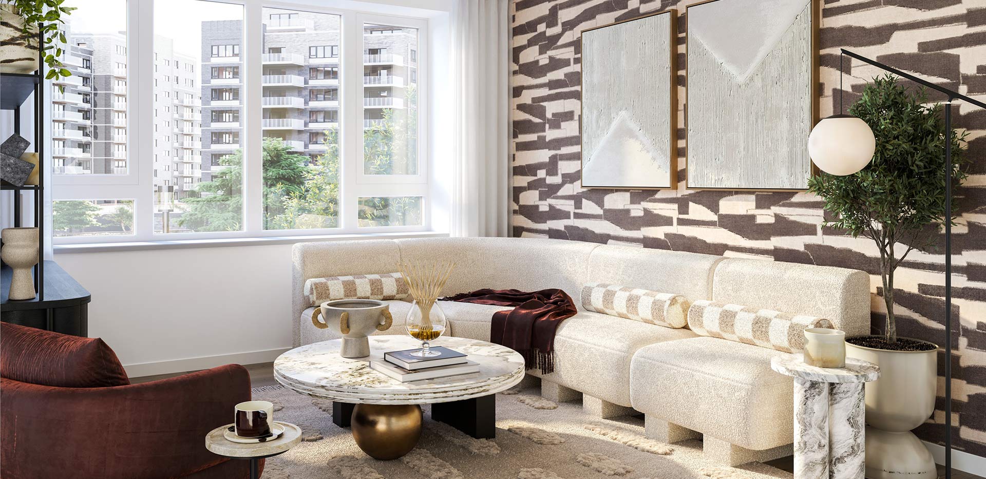 An internal CGI of a Living at Rosa House