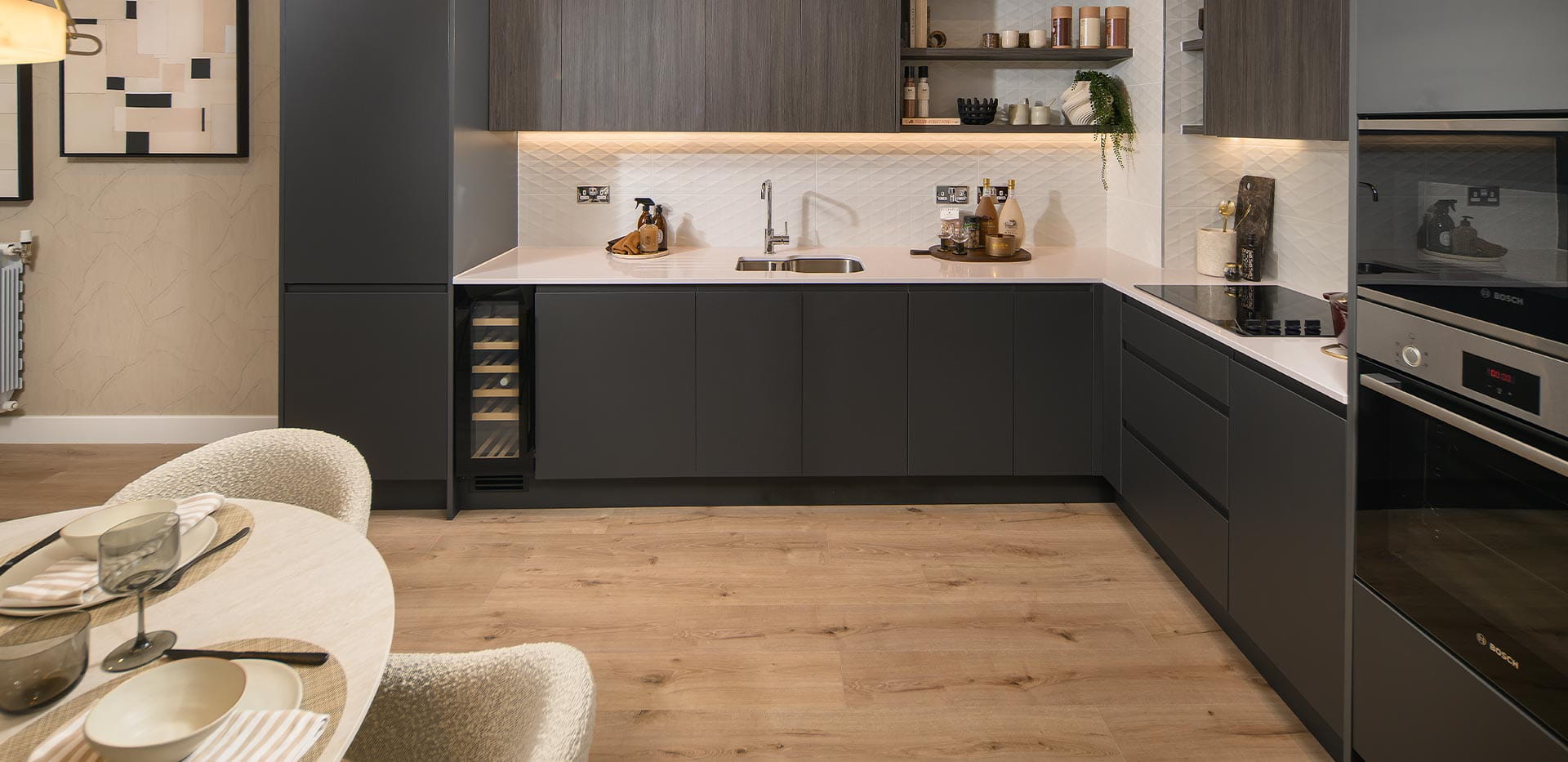 An internal CGI of a kitchen at Rosa House