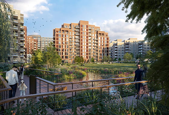 An exterior CGI of Lombard Square