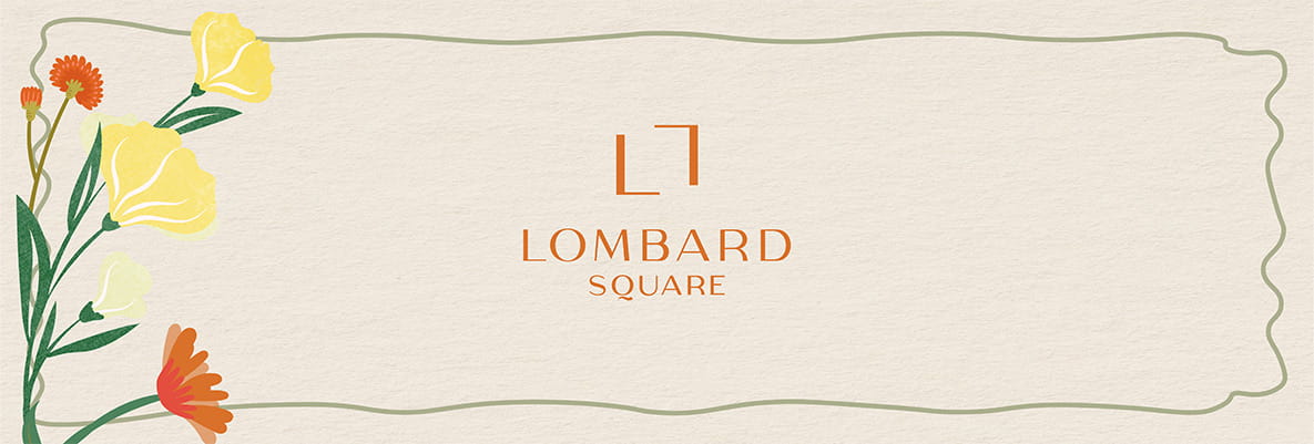 An illustration of flowers with the Lombard Square logo