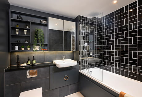 Lombard Square Myro House bathroom with a dark design