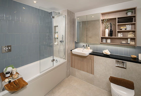 An interior image of a bathroom from a Lombard Square showhome