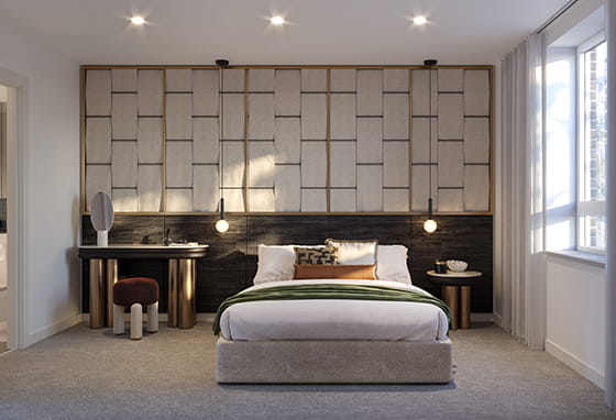 An interior Bedroom CGI of Lombard Square