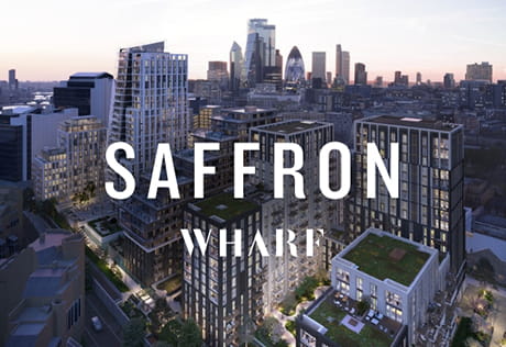 An exterior image at Dusk of Saffron wharf at London Dock
