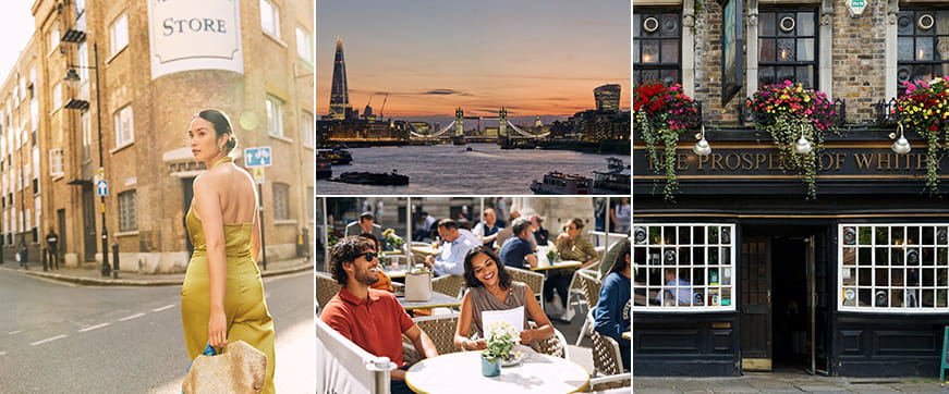 Montage image of the local area of London Dock