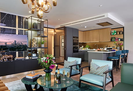 Internal image of a kitchen and dining area at a London Dock showhome