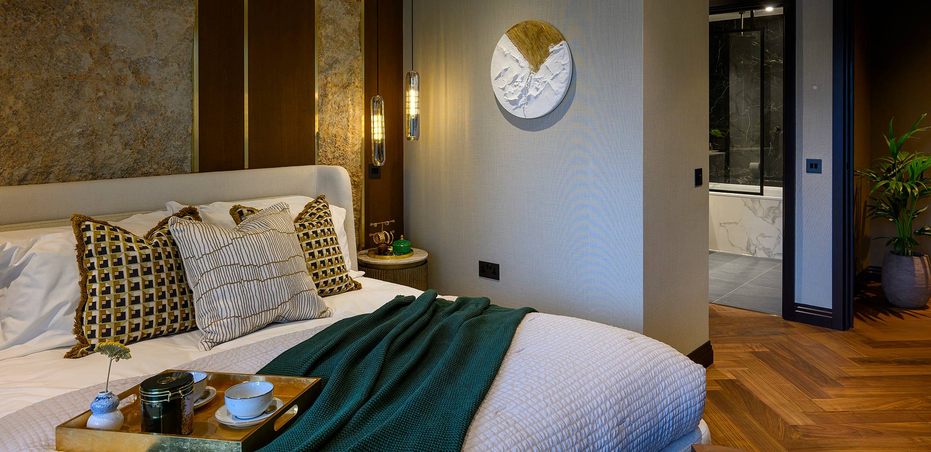 An image of a bedroom from a 3 bedroom showhome at London Dock