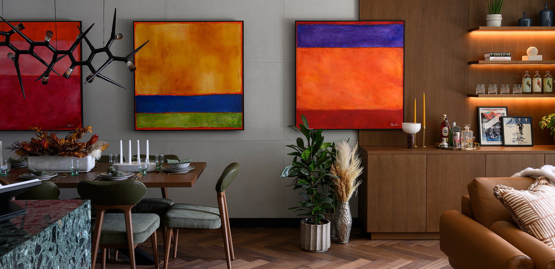 An image the dining area from a 3 bedroom showhome at London Dock