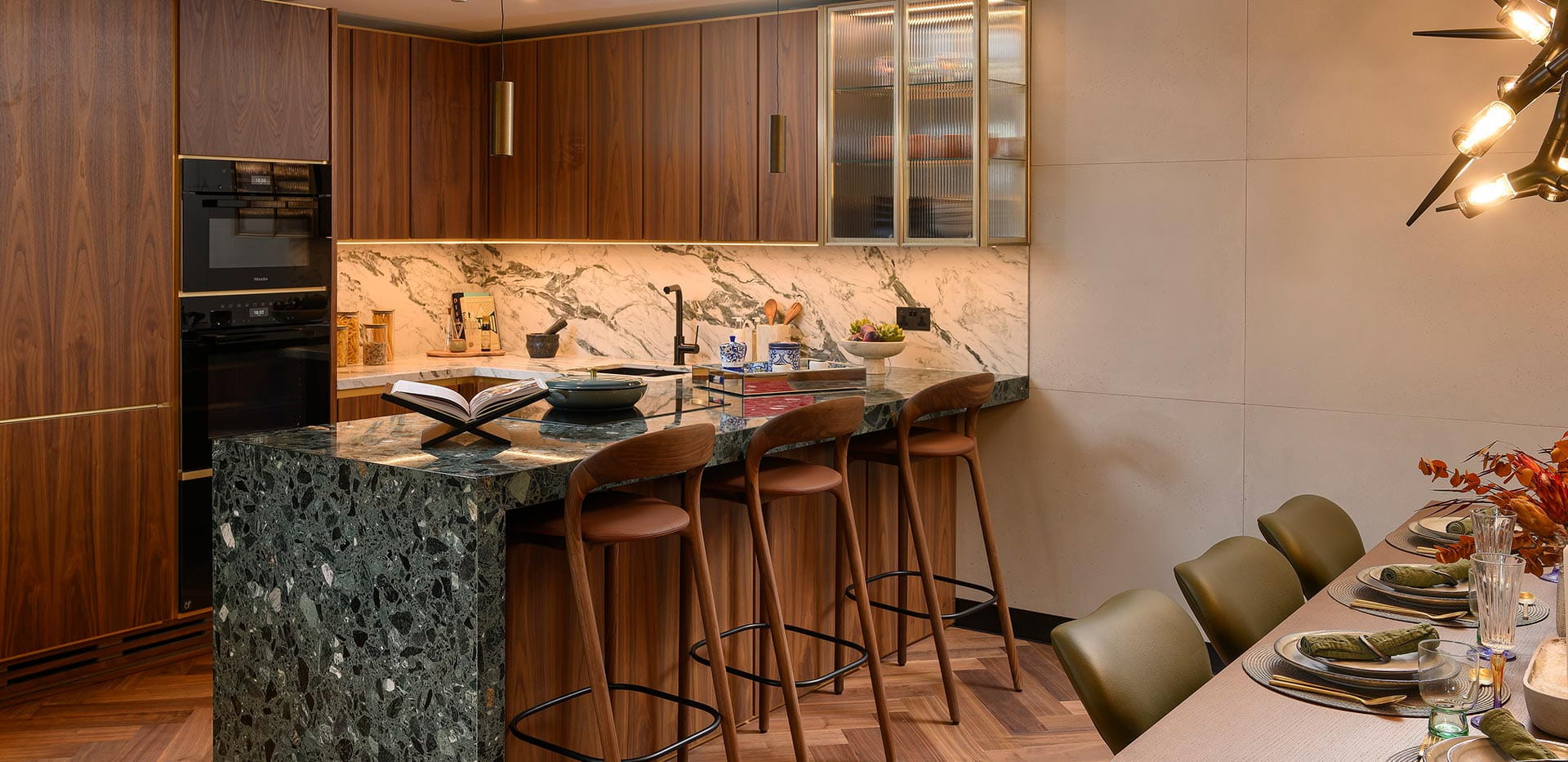 An image the kitchen from a 3 bedroom showhome at London Dock