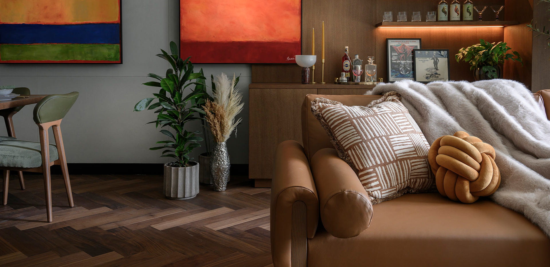 An image the living area from a 3 bedroom showhome at London Dock