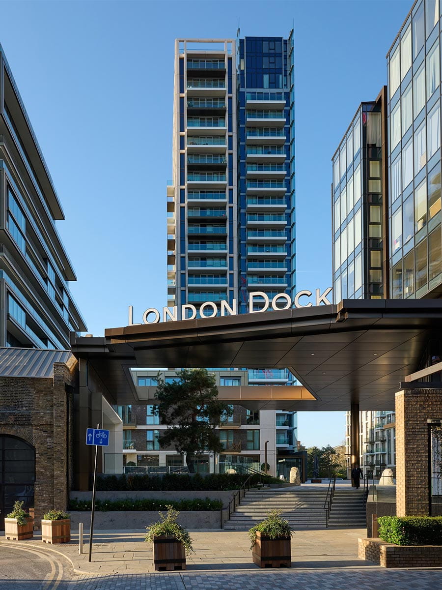 Exterior image at London Dock showing the development entrance