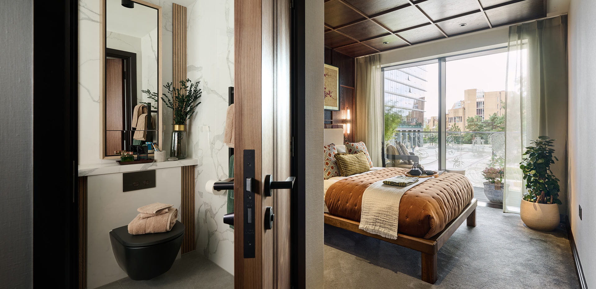 Interior bedroom image with ensuite at a Jade Wharf Showhome
