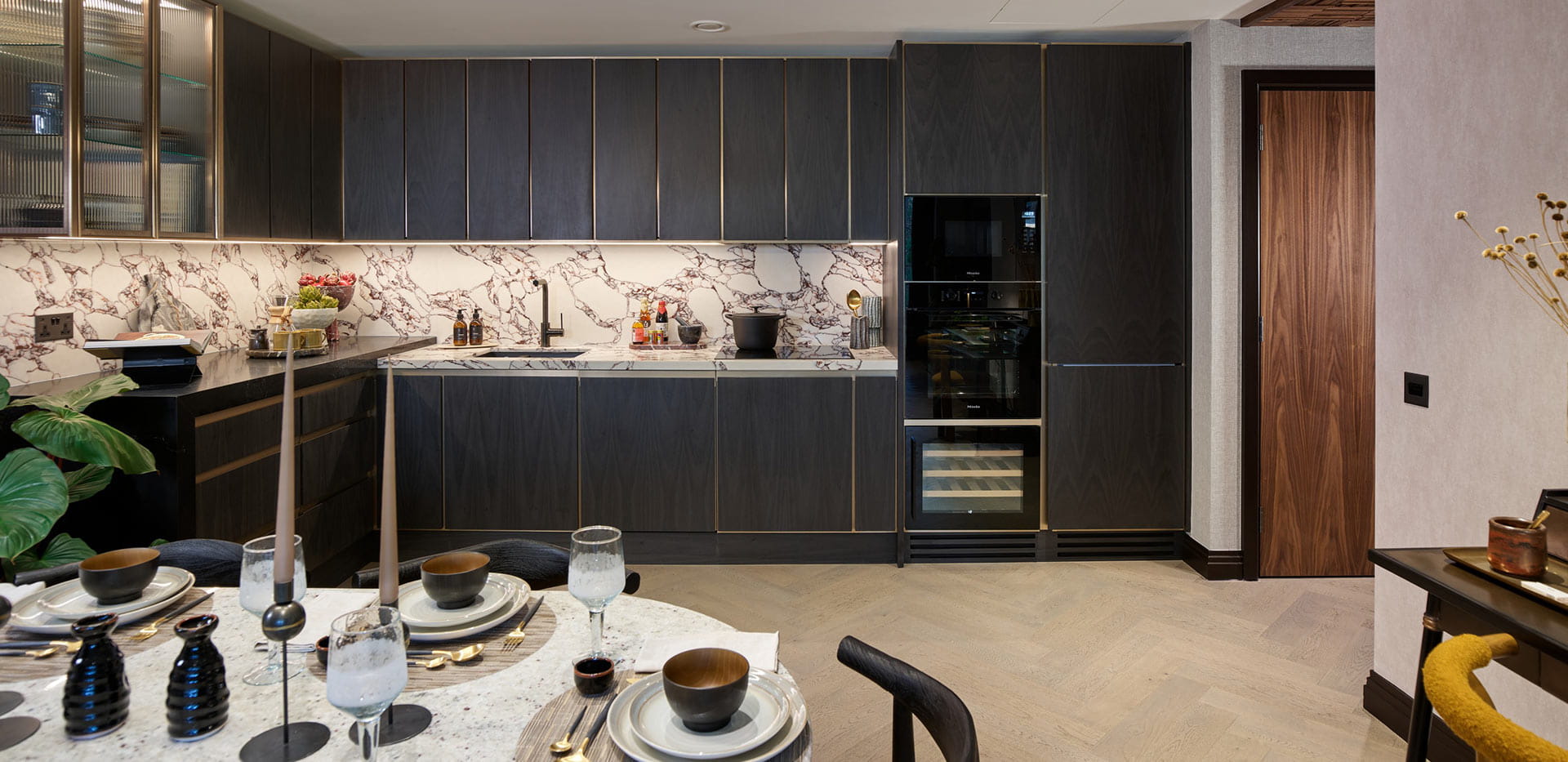 Interior kitchen and dining image at a Jade Wharf Showhome