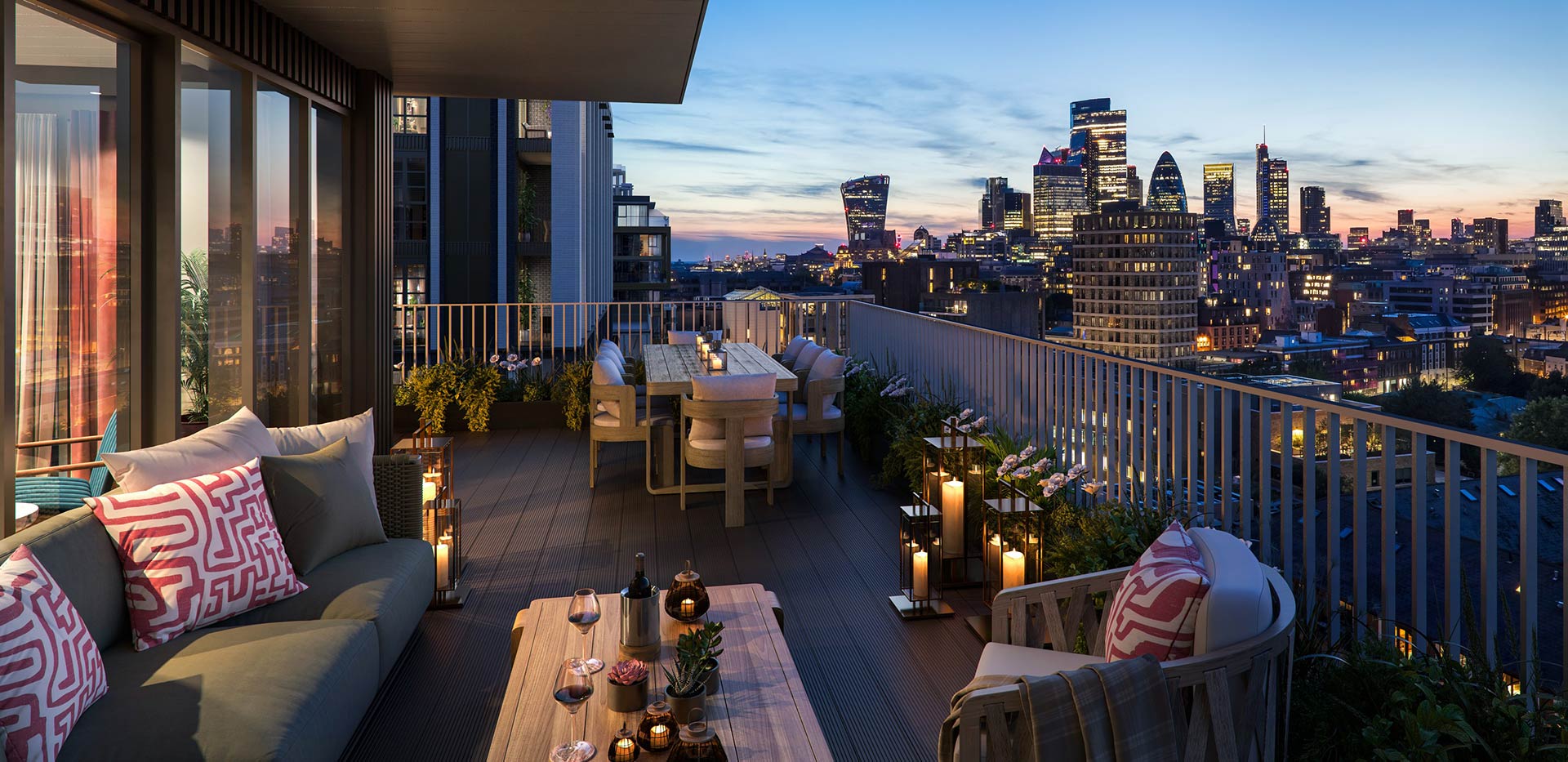 Image of the balcony with stunning London skyline views