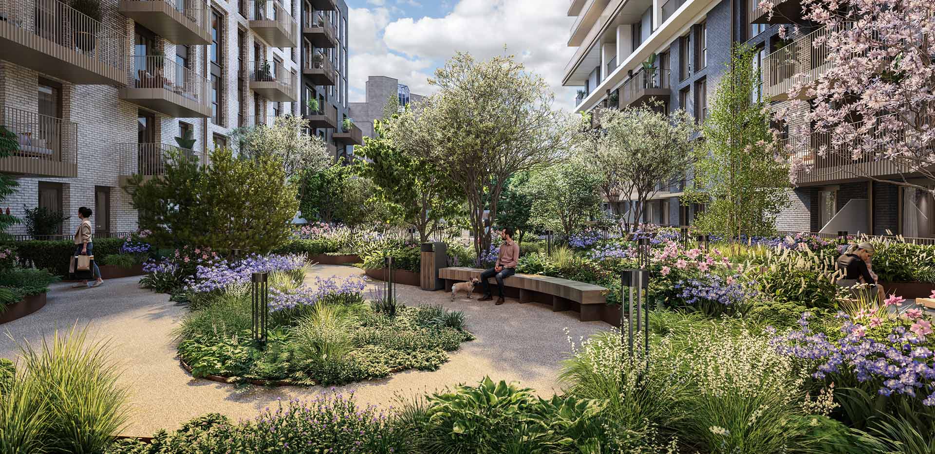 Exterior image of Jade Wharf showing open courtyard space