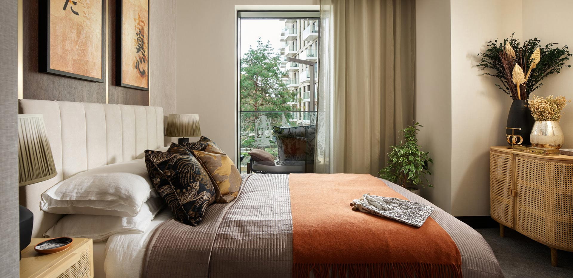 Interior bedroom image within a showhome at Jade Wharf