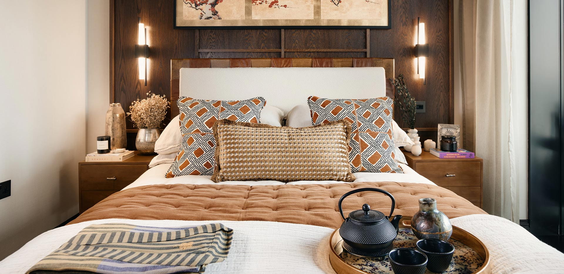 Interior bedroom image within a showhome at Jade Wharf