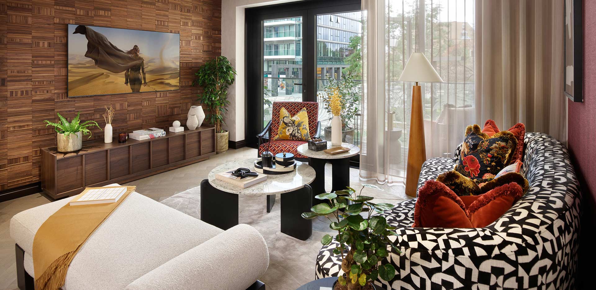 Interior living room image within a showhome at Jade Wharf