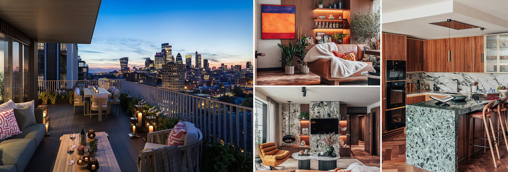 A montage of photographs from Jade Wharf at London Dock