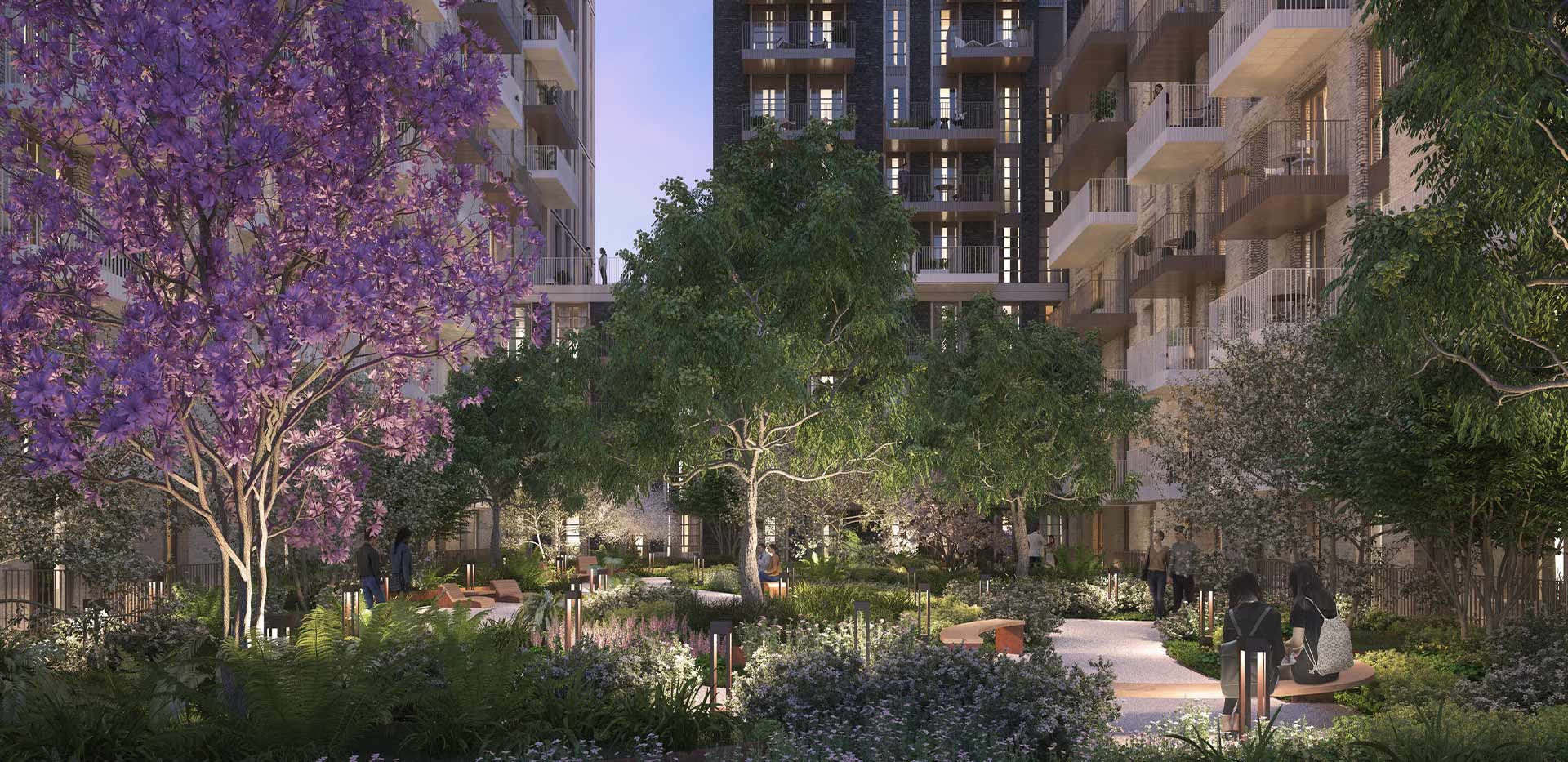 London Dock development exterior, community garden