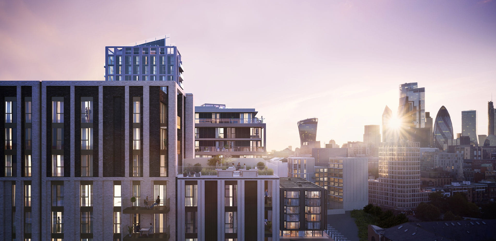 London Dock development exterior, apartment view