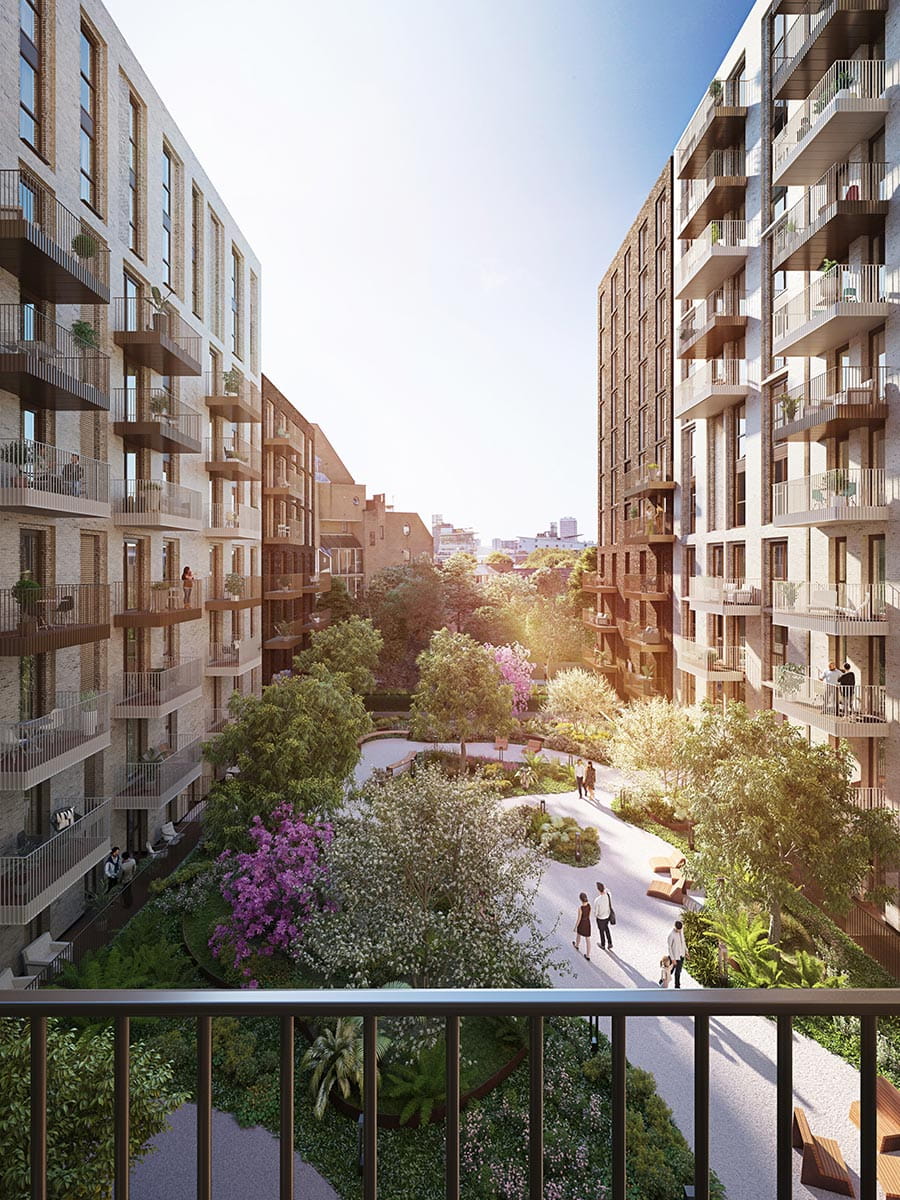 London Dock development exterior, balcony view