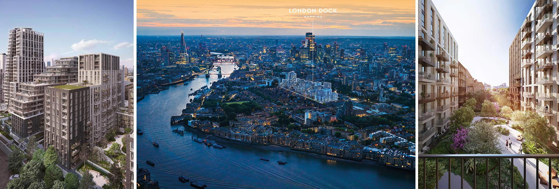 An image montage of London Dock