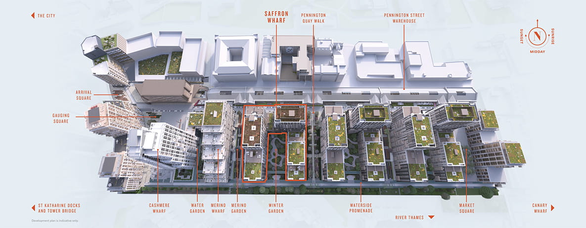 A graphic of London Dock Site Plan