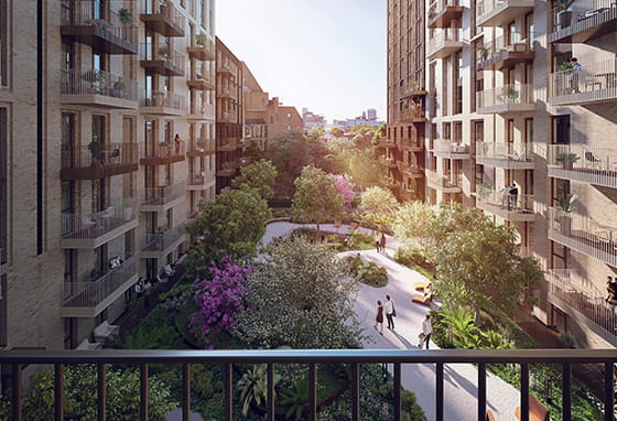 Saffron Wharf apartment balcony overlooking the development
