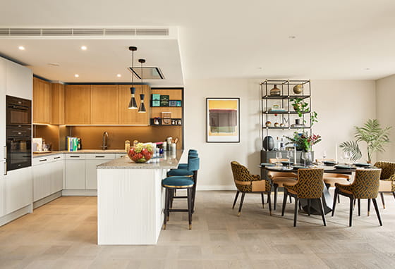 Saffron Wharf apartment dining and kitchen