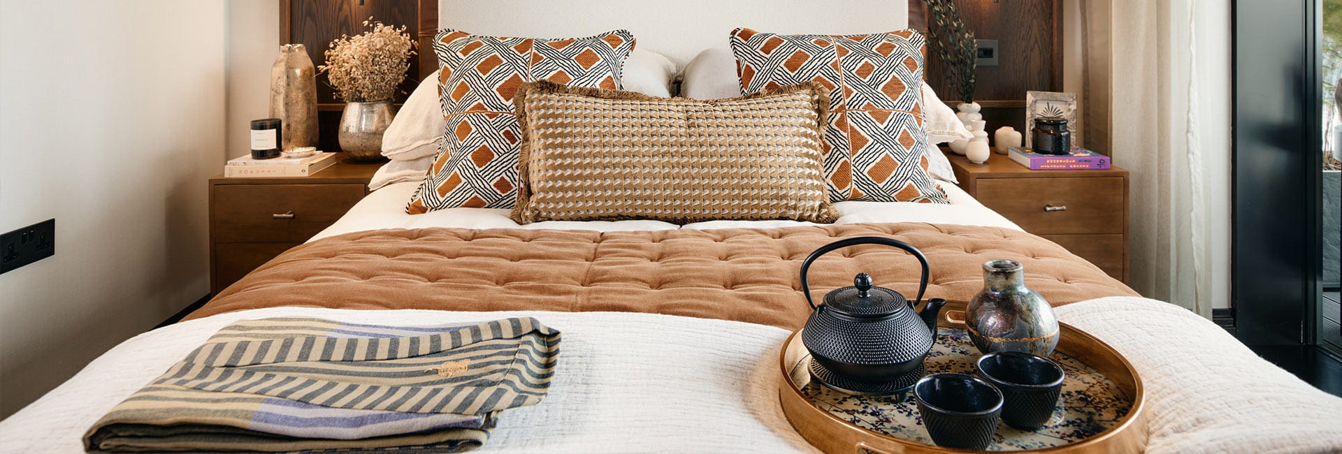 A close up image of the Bed in the Bedroom
