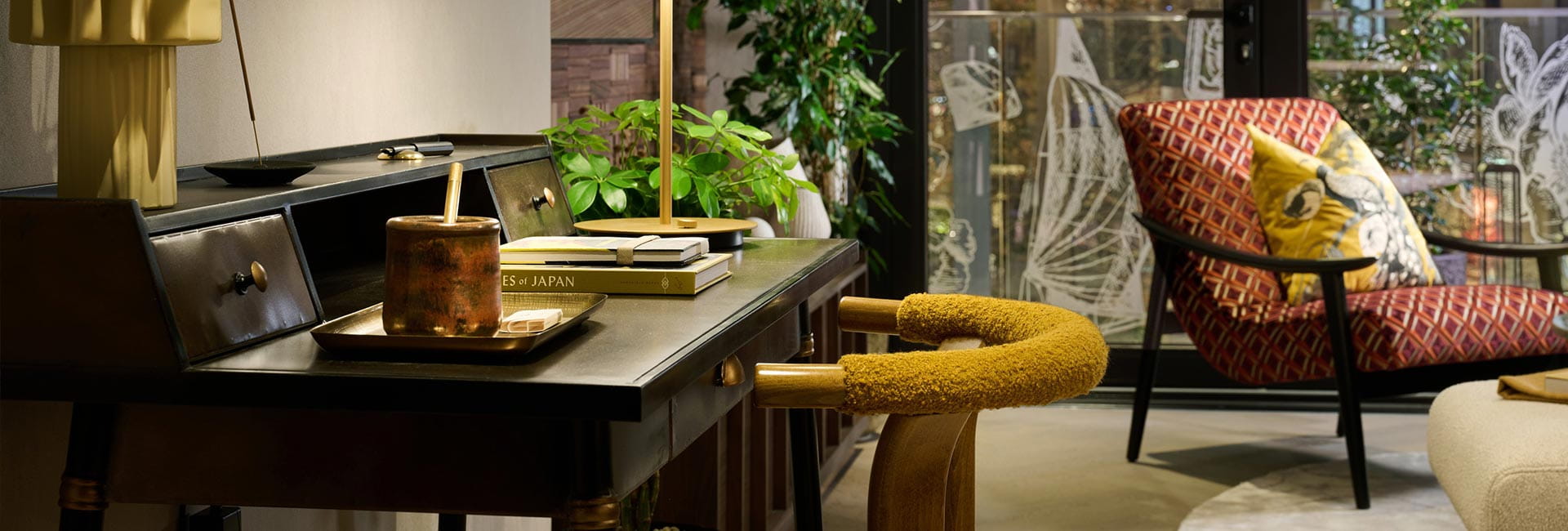 A close up image of a desk in the Living Area