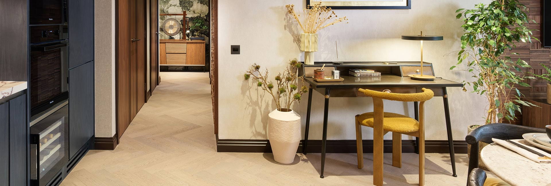 An image of a desk in the Kitchen / Living area at London Dock