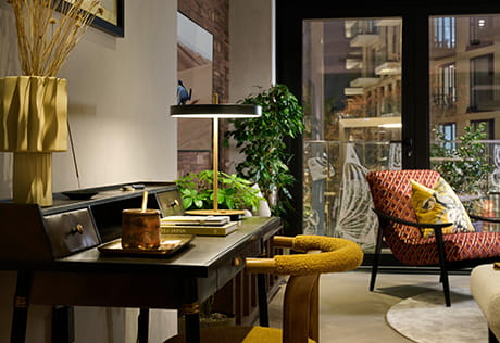 An interior image of the desk in the Living Area