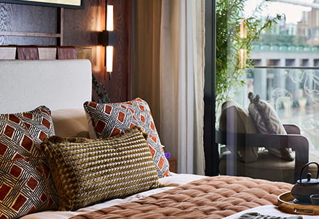 A close up image of the bed at London Dock